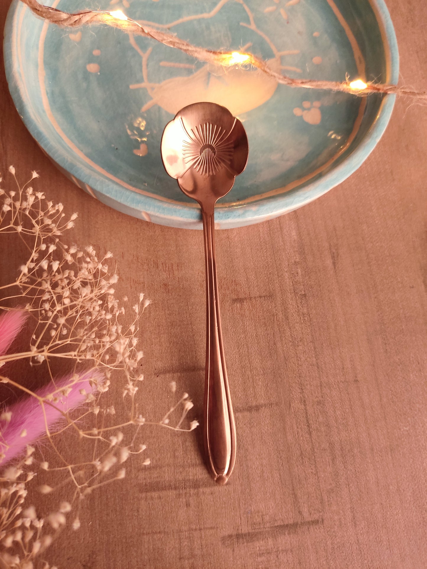 Cuillère en Forme de Fleur | Rose dorée | Acier Inoxydable