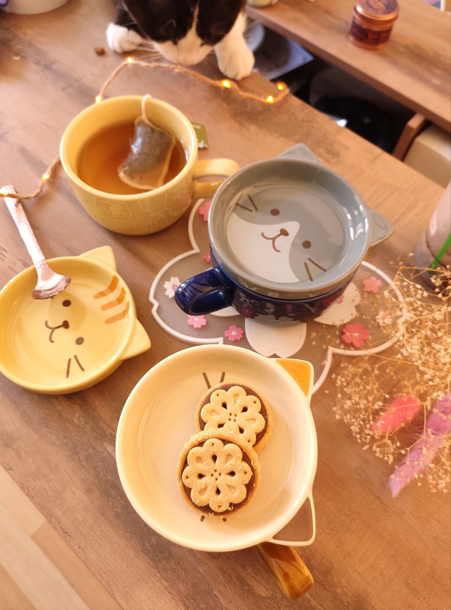 Tasse et couvercle Chat Beige | Porcelaine | 220ml