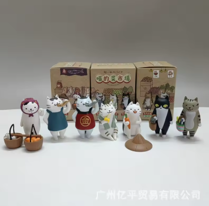 Blind Boxes Figurines Chats Marchands - Collection Mystère Neko Shop Kawaii - Petites Figurines Japonaises