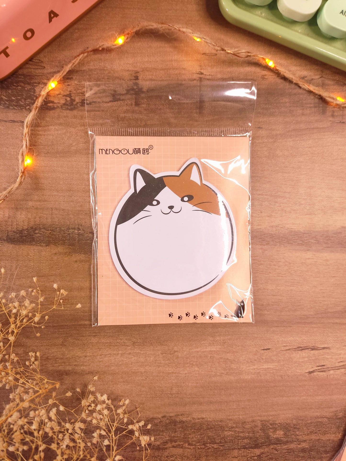 Bloc-Notes Adhésif Chat Rond | Post-it Mignon Kawaii | Mémo Original pour Bureau & École