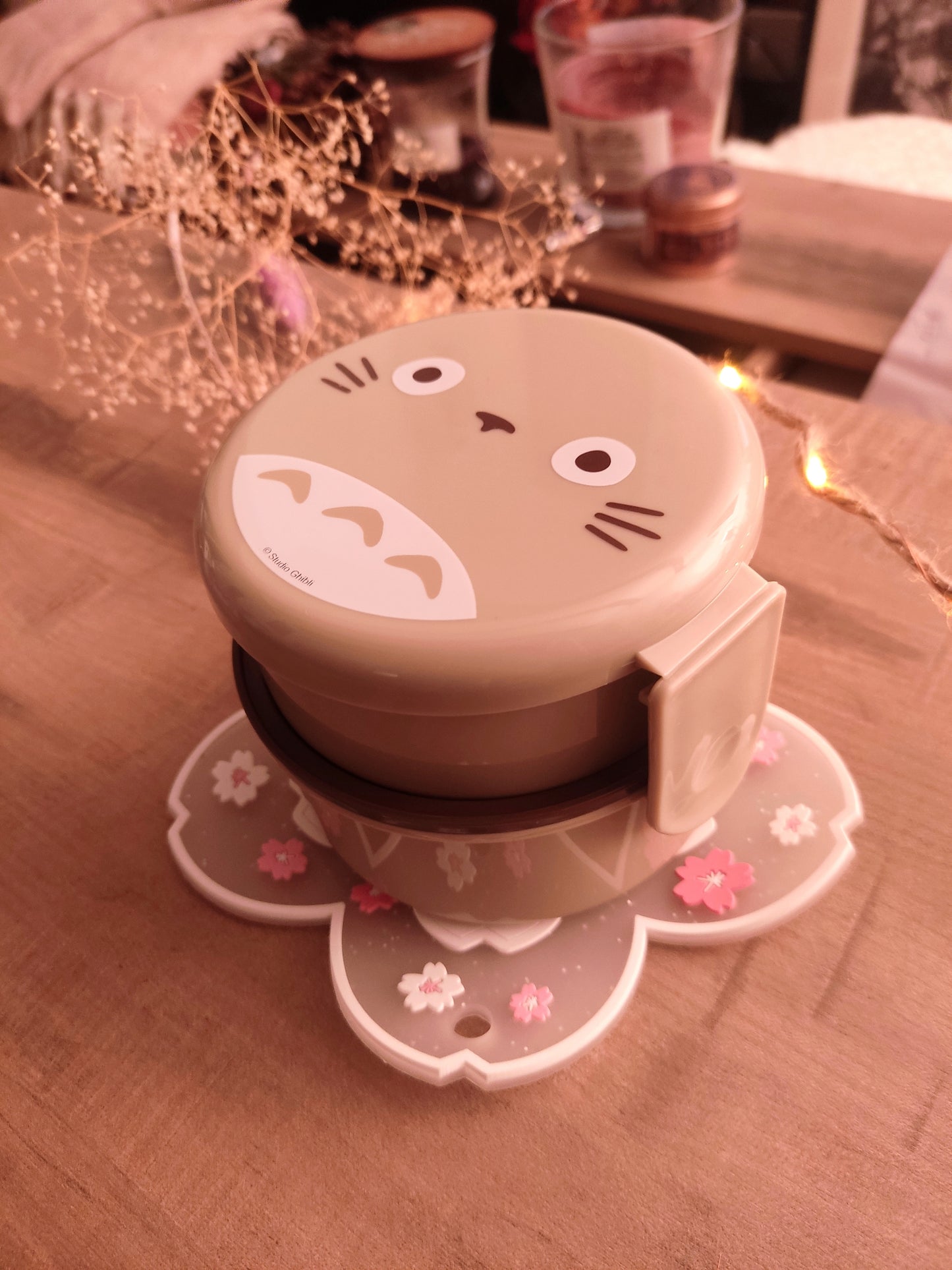 Boîte à Bento Totoro Ronde - Deux Niveaux - Fourchette Incluse - 250ml - Repas Ghibli Enfant & Adulte