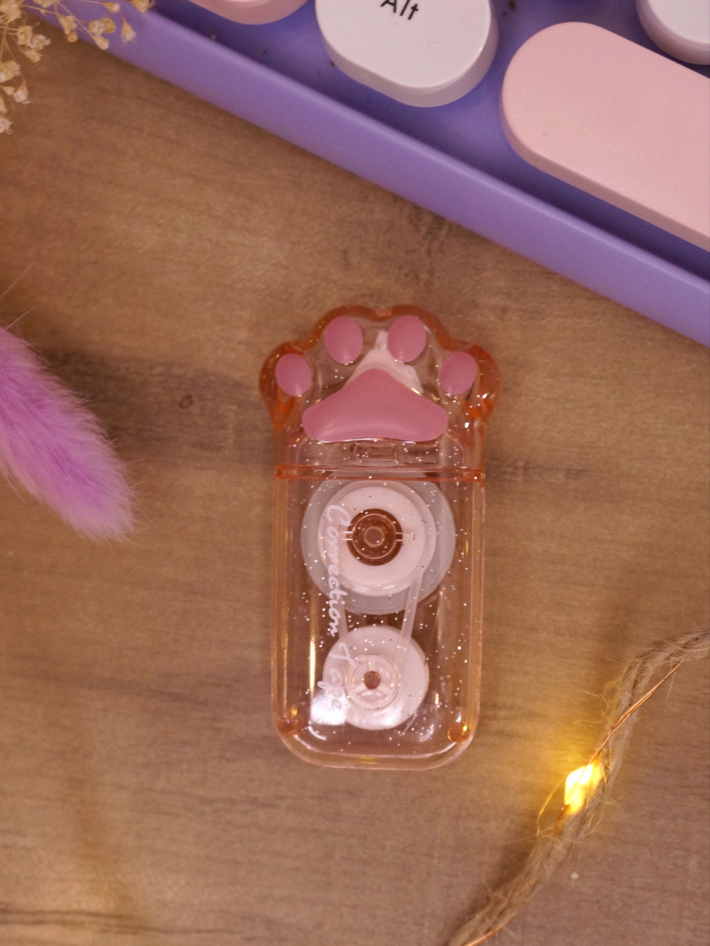 Correcteur Patte de Chat Kawaii | Rose Transparent/Opaque | Accessoire Bureau Original