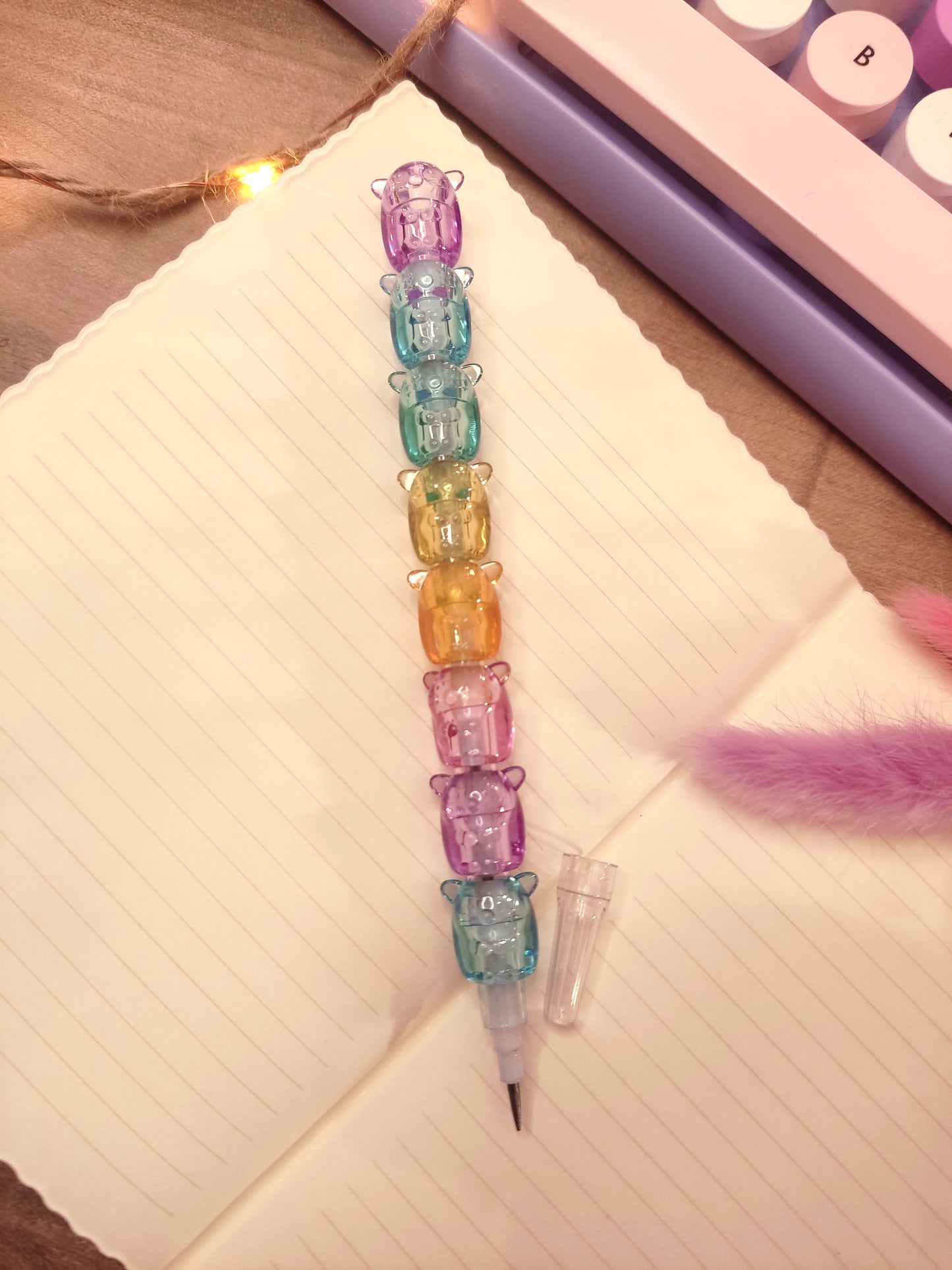 Crayon Hamsters Empilables | Multicolore | Crayons de Papier Originaux & Kawaii | Accessoire Bureau Enfant & Adulte