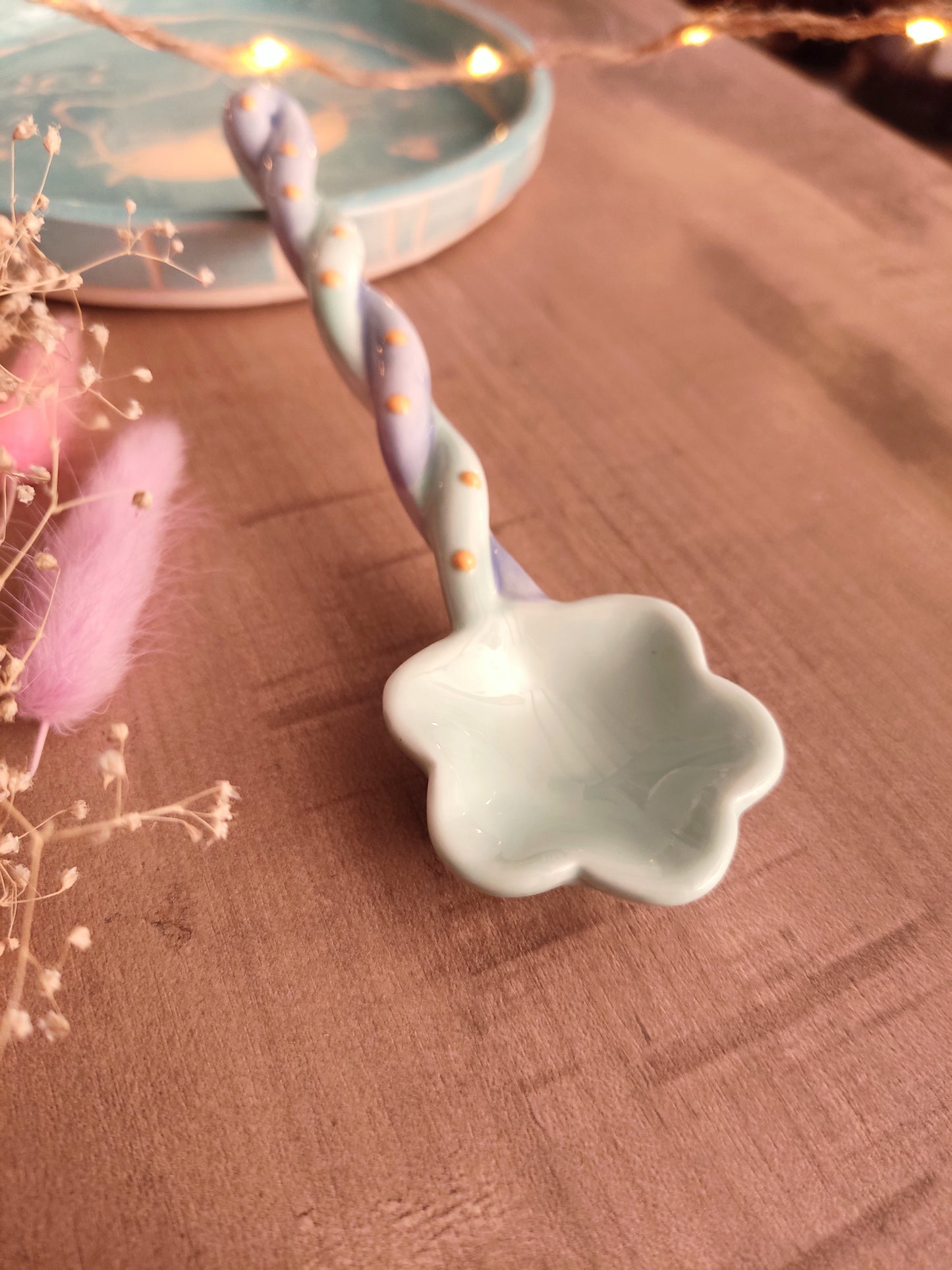 Cuillère en forme de Fleur en Céramique | Pastel | Design Floral Kawaii