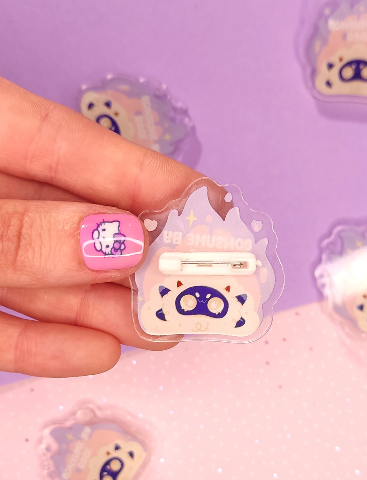 Pin's Acrylique Dieu Flouffy "Consume by Rage" | Flammes Pastel | Pin's Kawaii Original Ada Stationery