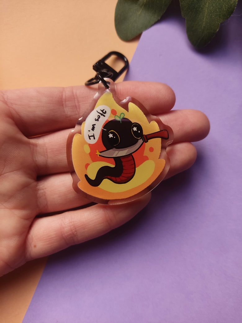 Porte-Clé Crowley Good Omens "I'm Soft" | Serpent Acrylique Mignon | Création Originale pour Fans