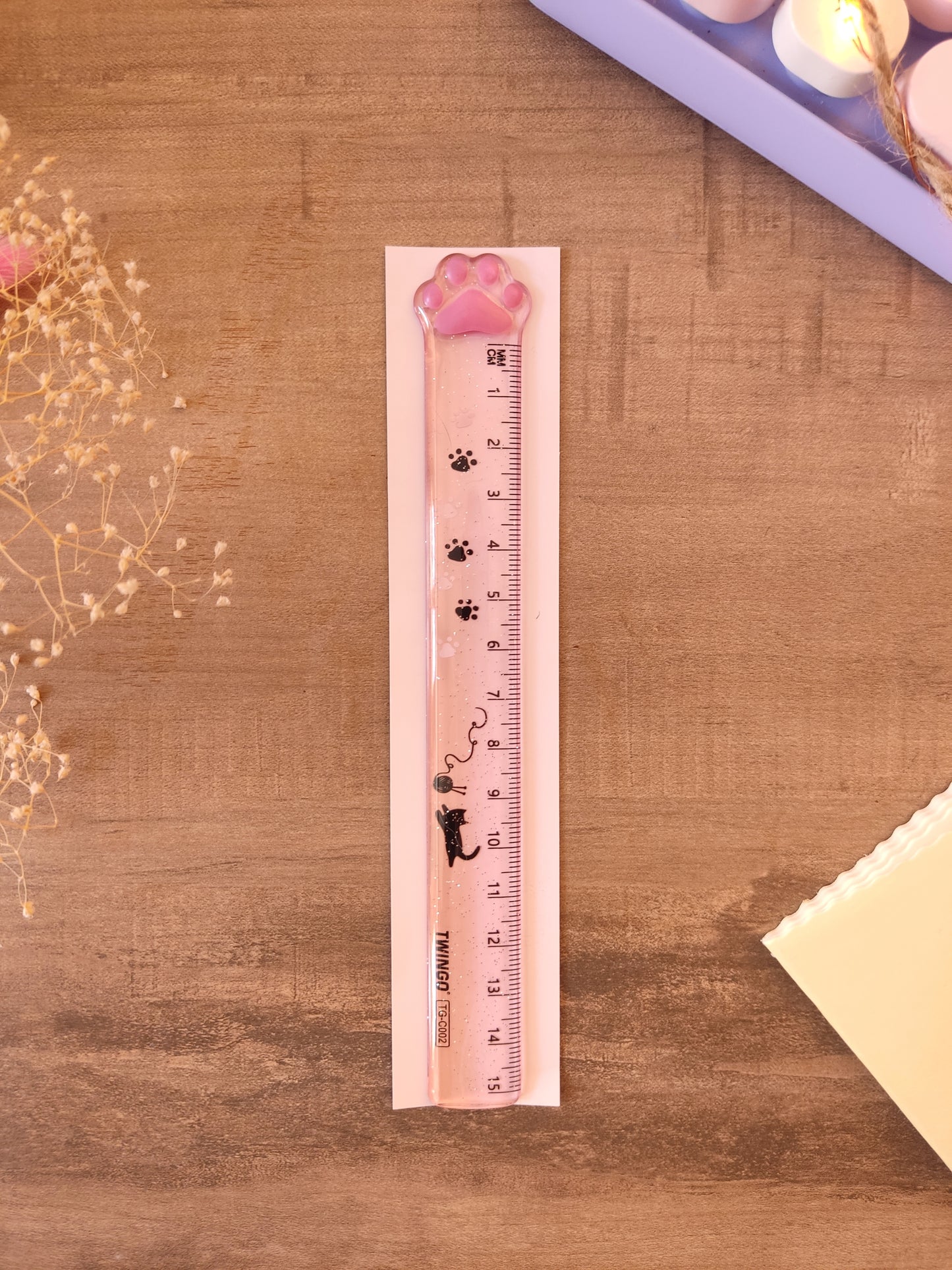 Règle Patte de Chat Transparente | Paillettes | Fourniture de Bureau Kawaii & Mignonne