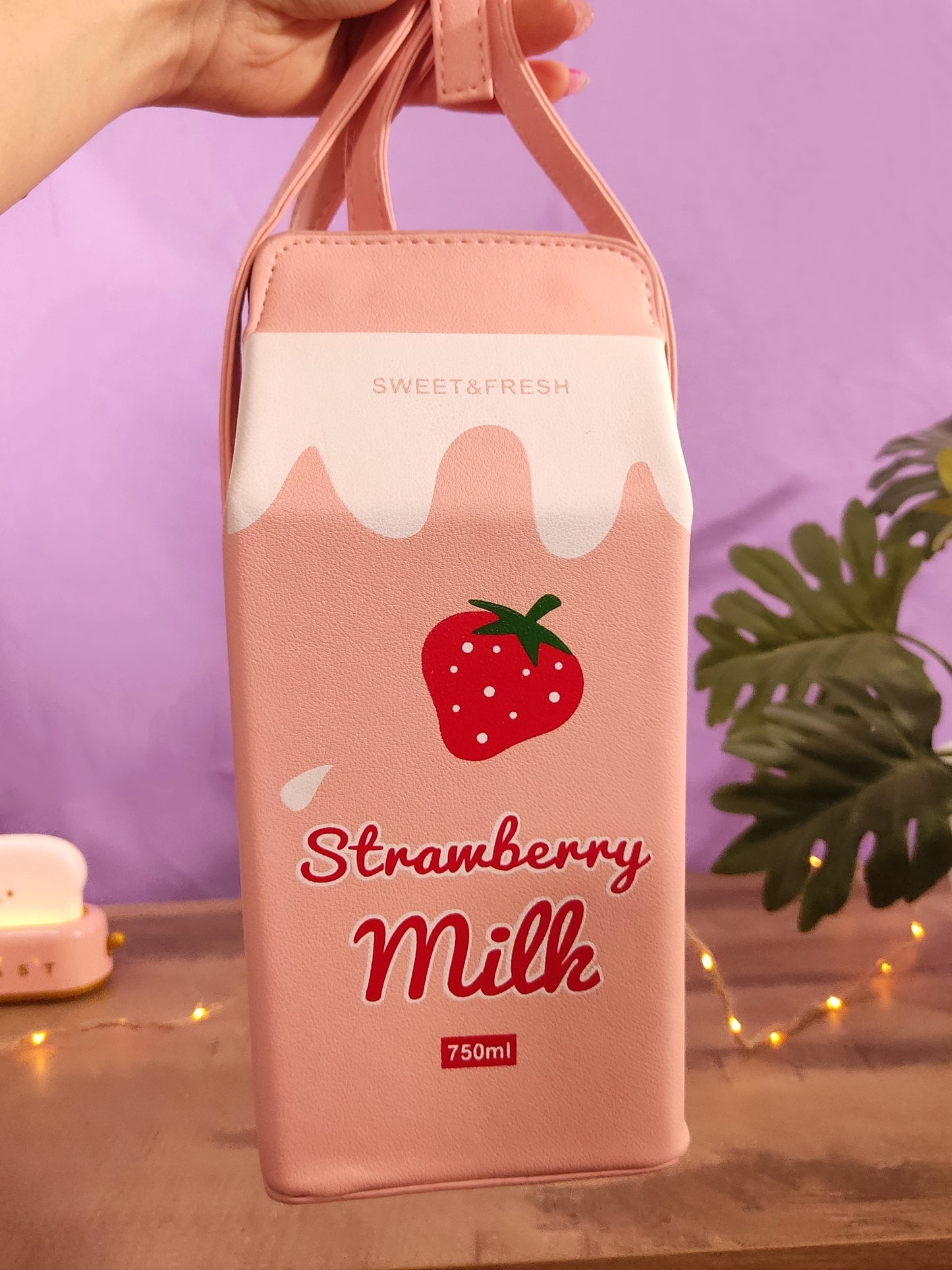 Sac Brique de Lait Fraise Kawaii | Sac à Main Original Tendance