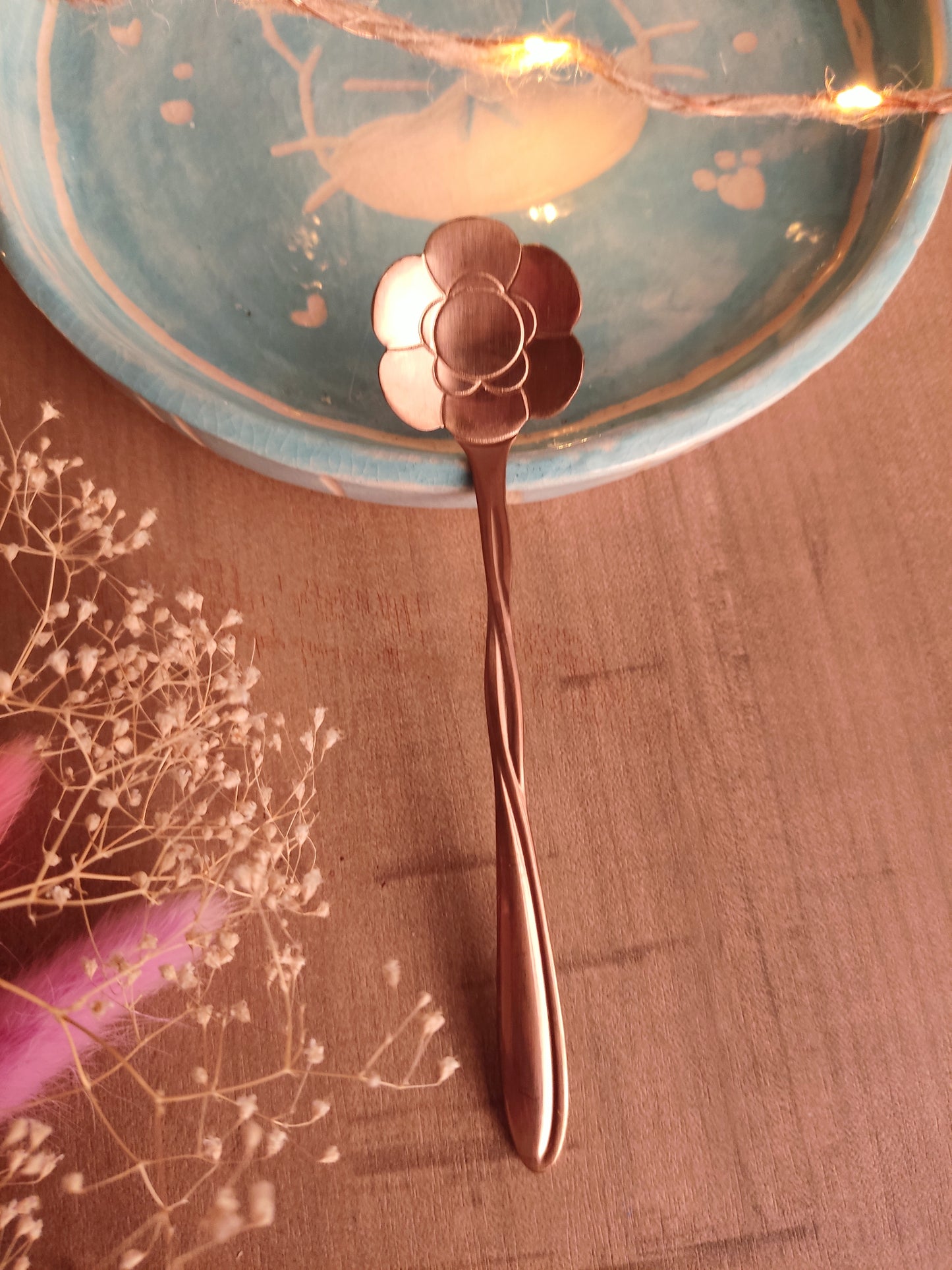 Cuillère en Forme de Fleur | Rose dorée | Acier Inoxydable