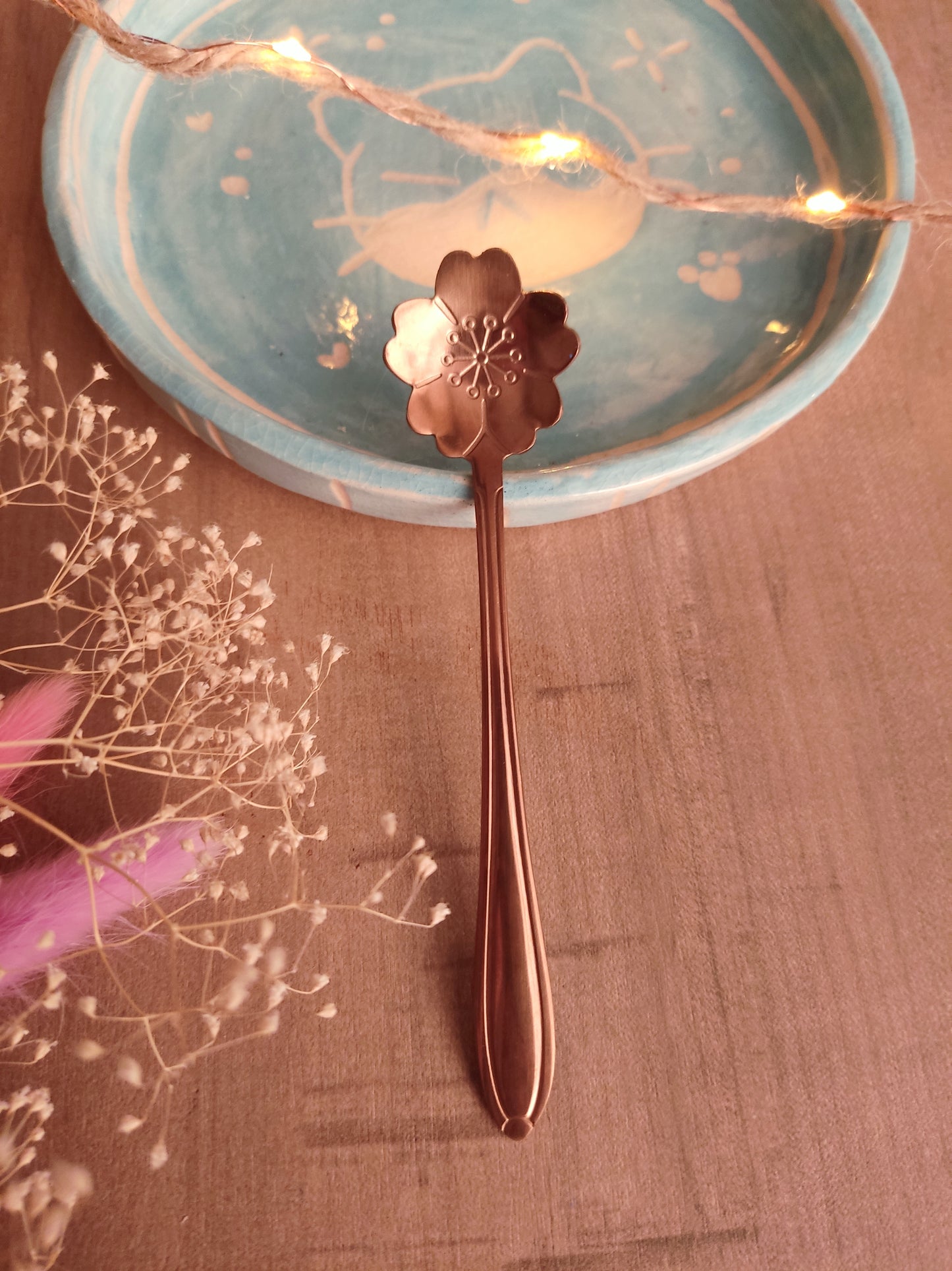 Cuillère en Forme de Fleur | Rose dorée | Acier Inoxydable