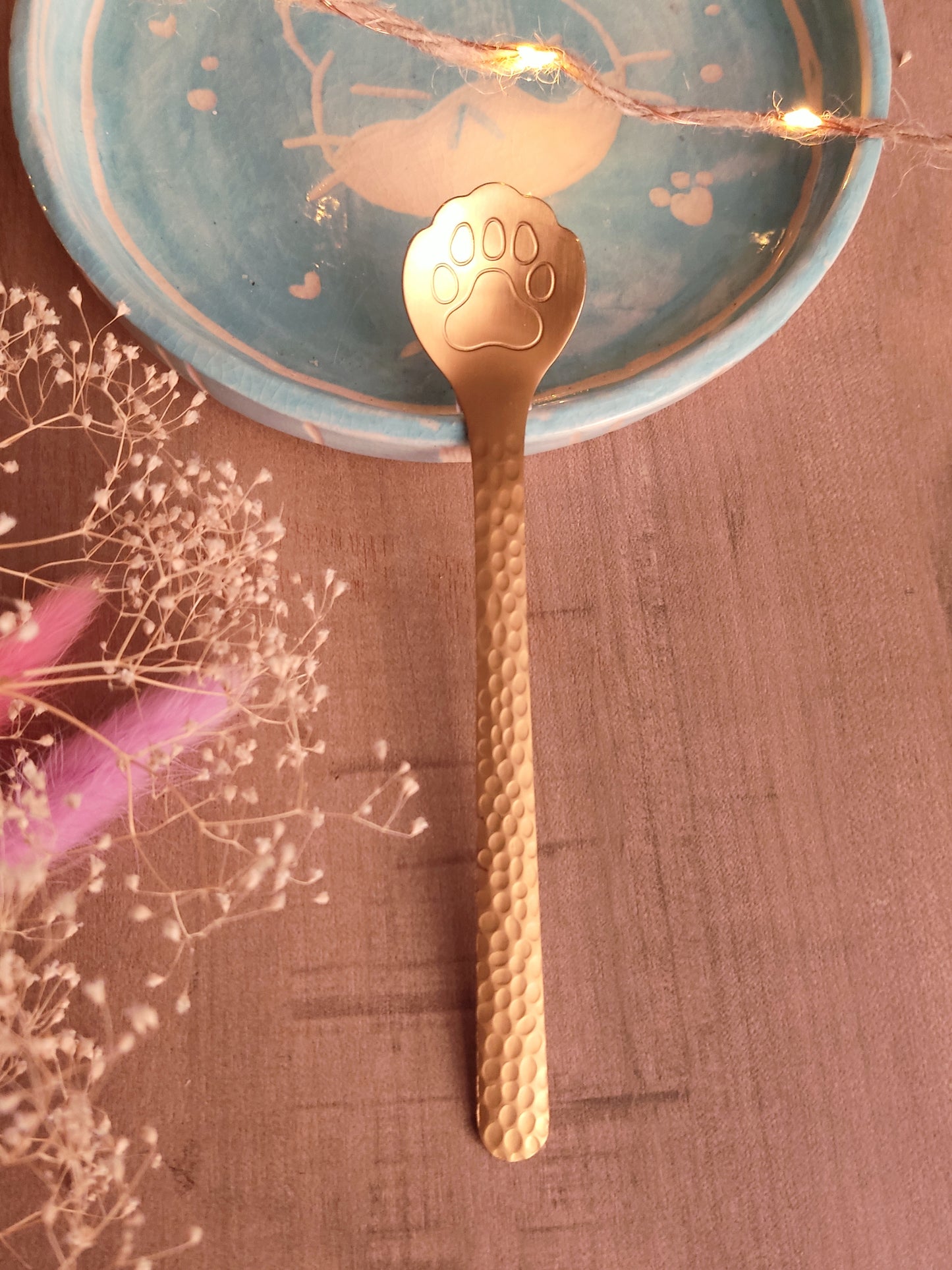 Cuillère à Thé/Café Patte de Chat | Or | Acier Inoxydable | Design Kawaii