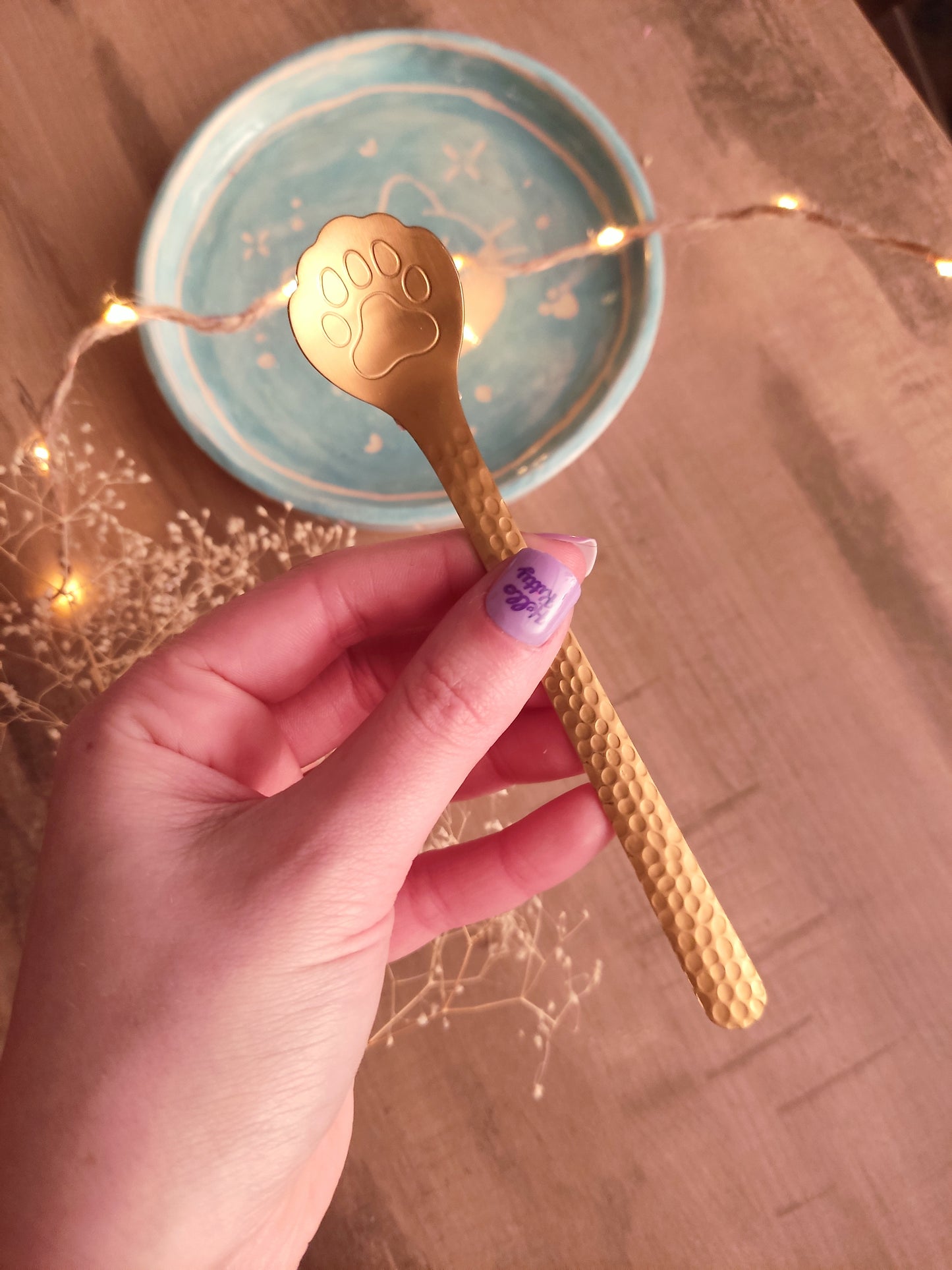 Cuillère à Thé/Café Patte de Chat | Or | Acier Inoxydable | Design Kawaii