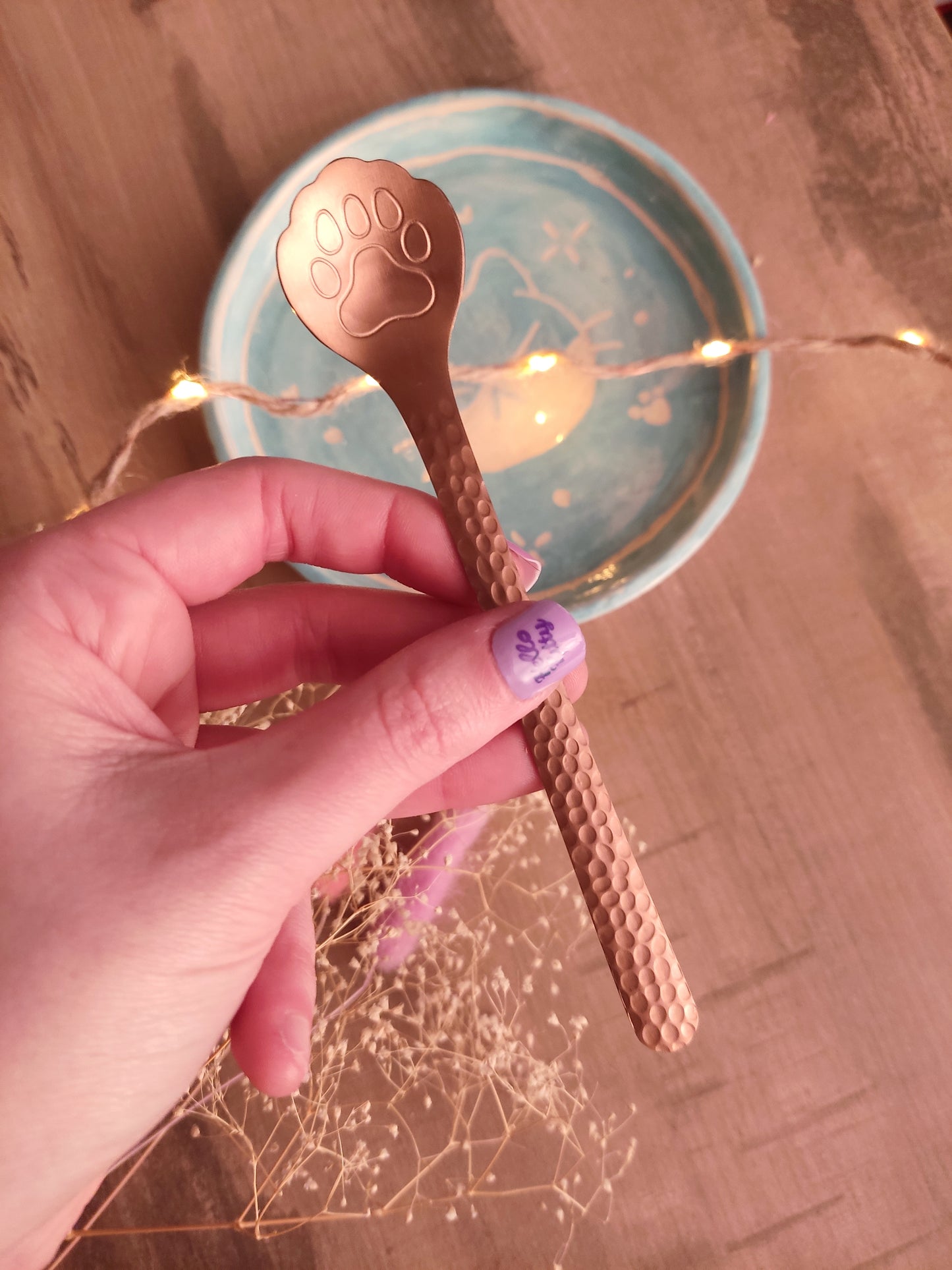 Cuillère en Forme de Patte de Chat | Rose Dorée