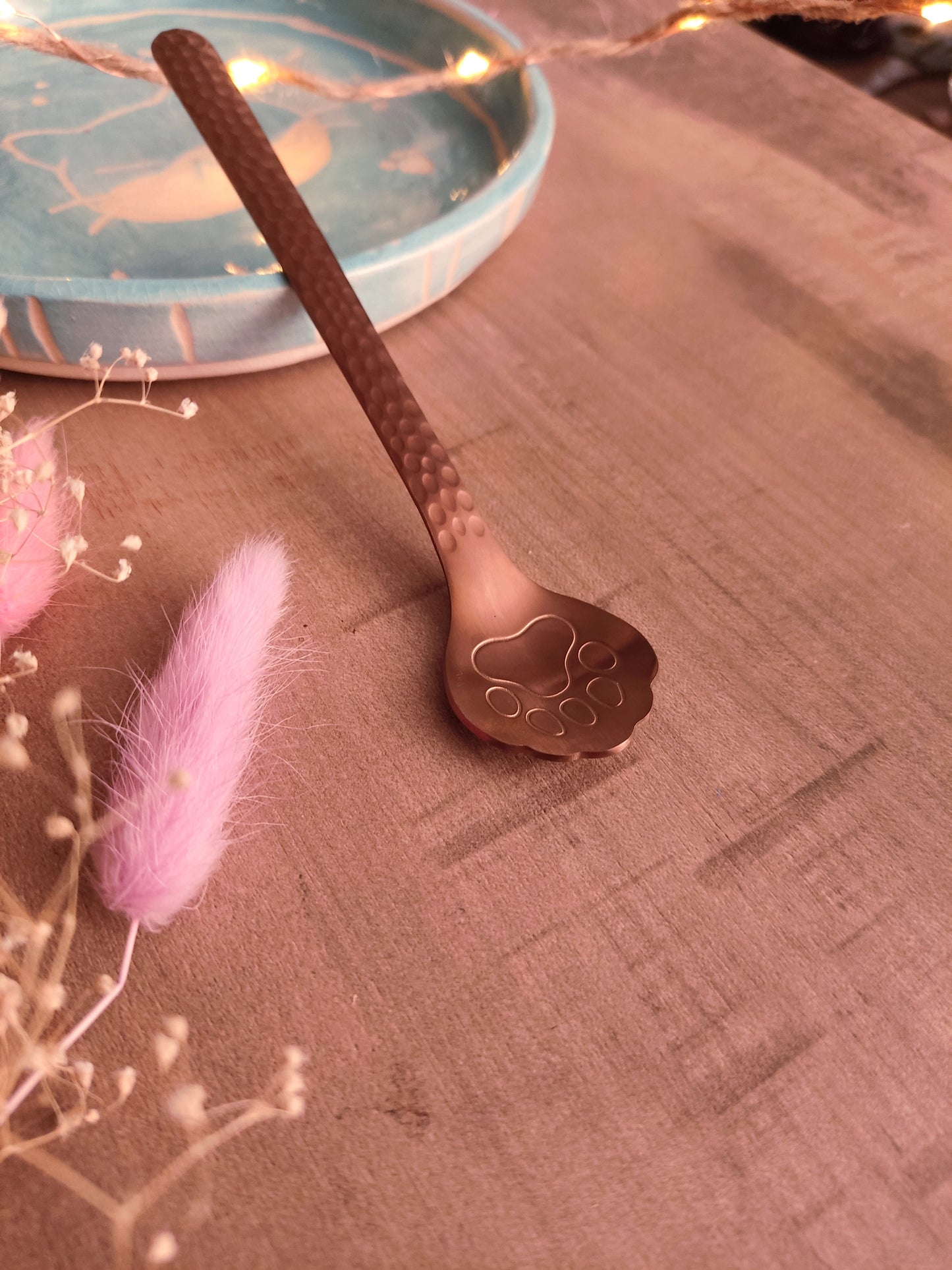 Cuillère en Forme de Patte de Chat | Rose Dorée