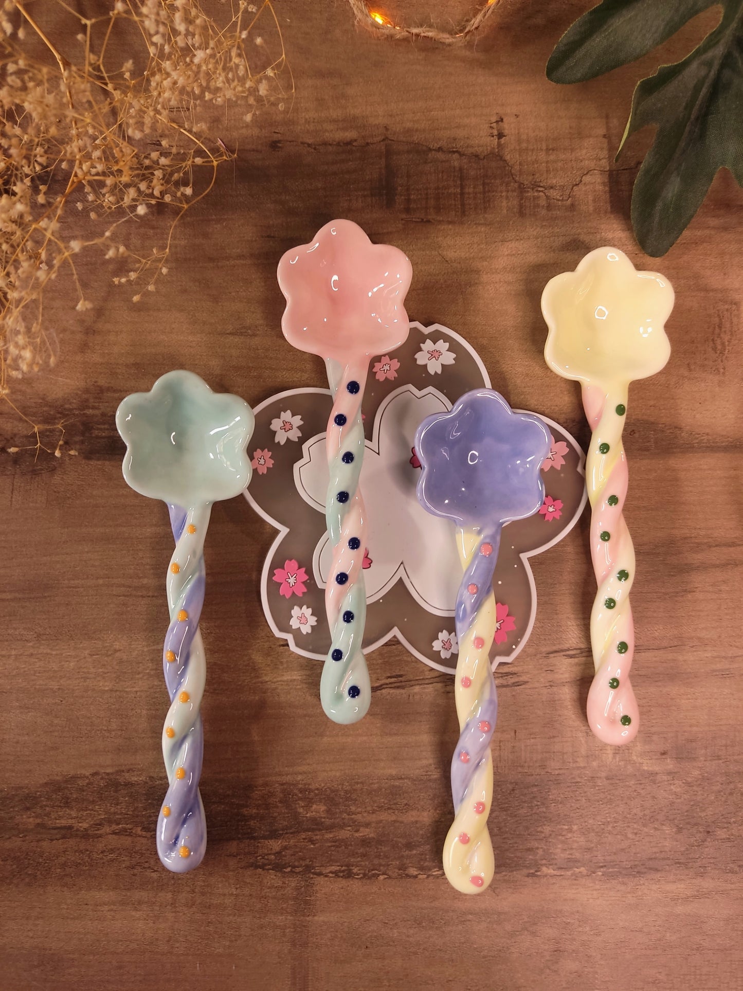 Cuillère en forme de Fleur en Céramique | Pastel | Design Floral Kawaii