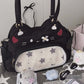 Sac Ita-Bag Noir Chat Harajuku Y2K | Sac à Main Kawaii Personnalisable pour Pins & Peluches