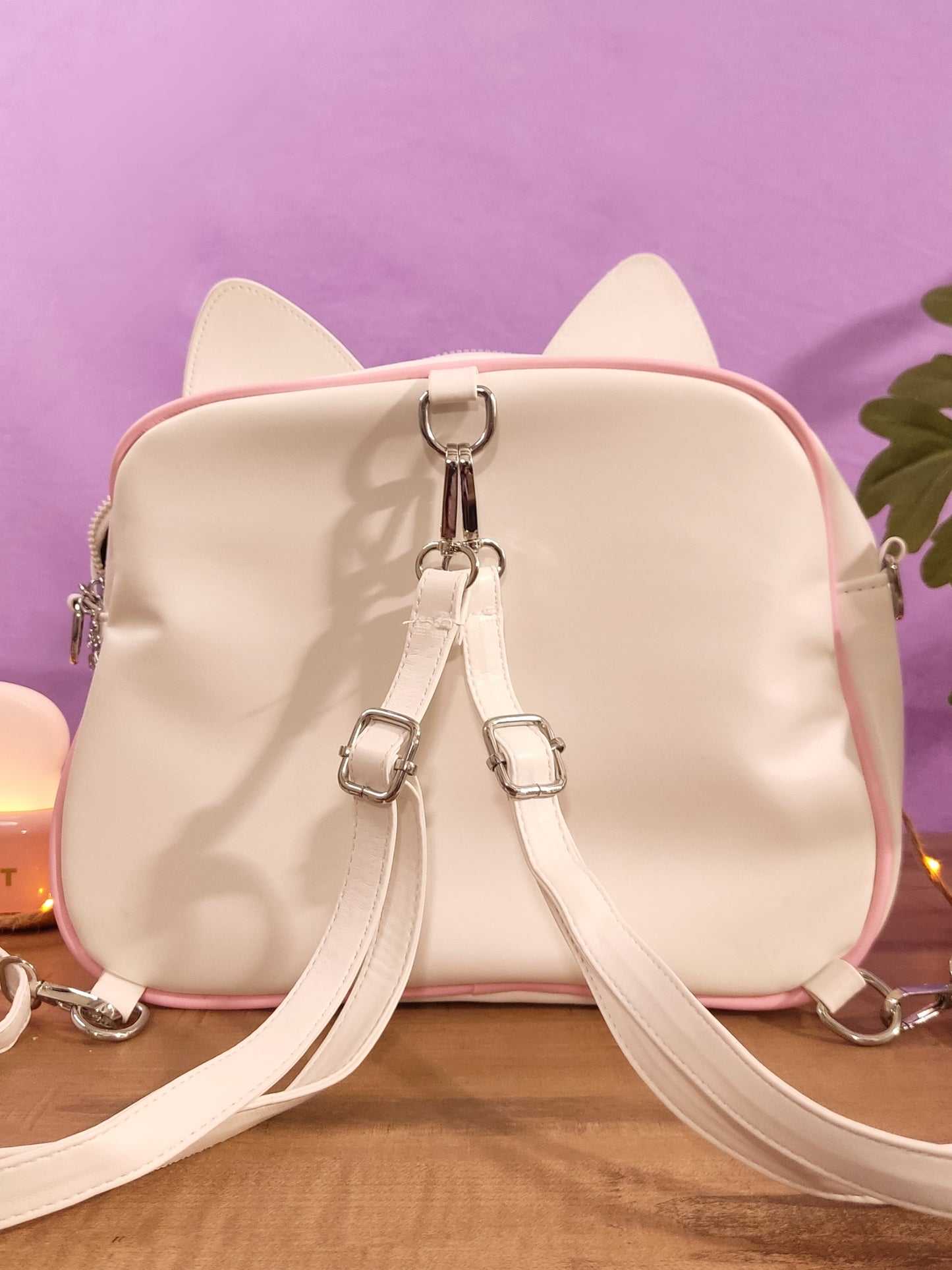 Sac Ita-Bag blanc et rose Chat Harajuku Y2K | Sac à Main Kawaii Personnalisable pour Pins & Peluches