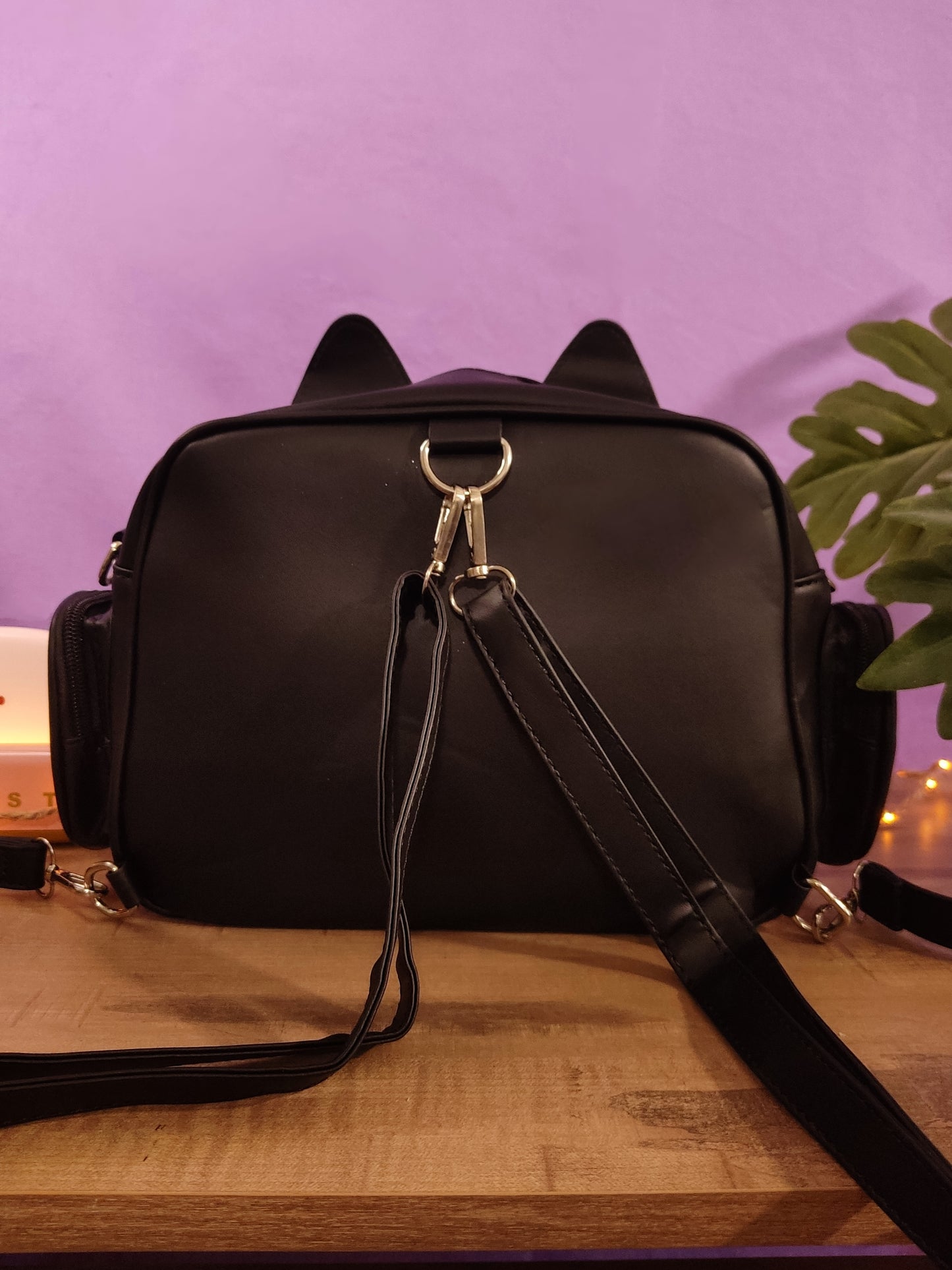 Sac Ita-Bag noir Chat Harajuku Y2K | Sac à Main Kawaii Personnalisable pour Pins & Peluches