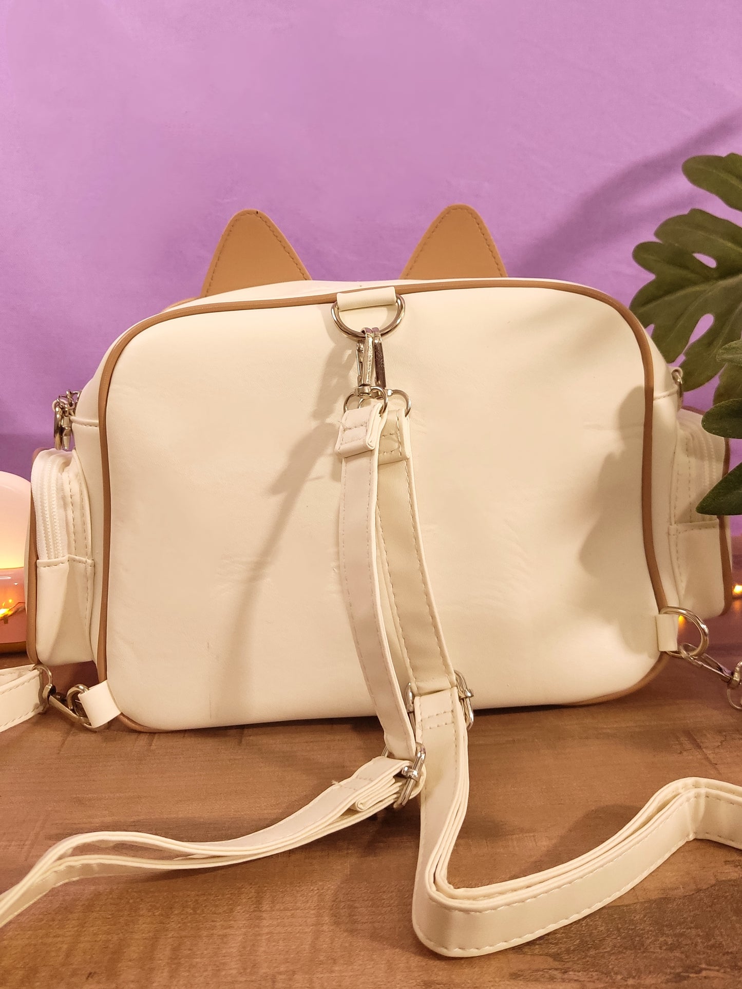 Sac Ita-Bag Beige et marron Chat Harajuku Y2K | Sac à Main Kawaii Personnalisable pour Pins & Peluches