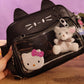 Sac Ita-Bag noir Chat Harajuku Y2K | Sac à Main Kawaii Personnalisable pour Pins & Peluches