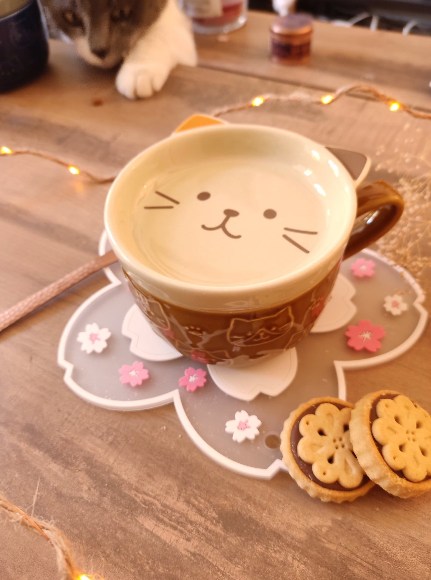 Tasse et couvercle Chat Calico | Porcelaine | 220ml