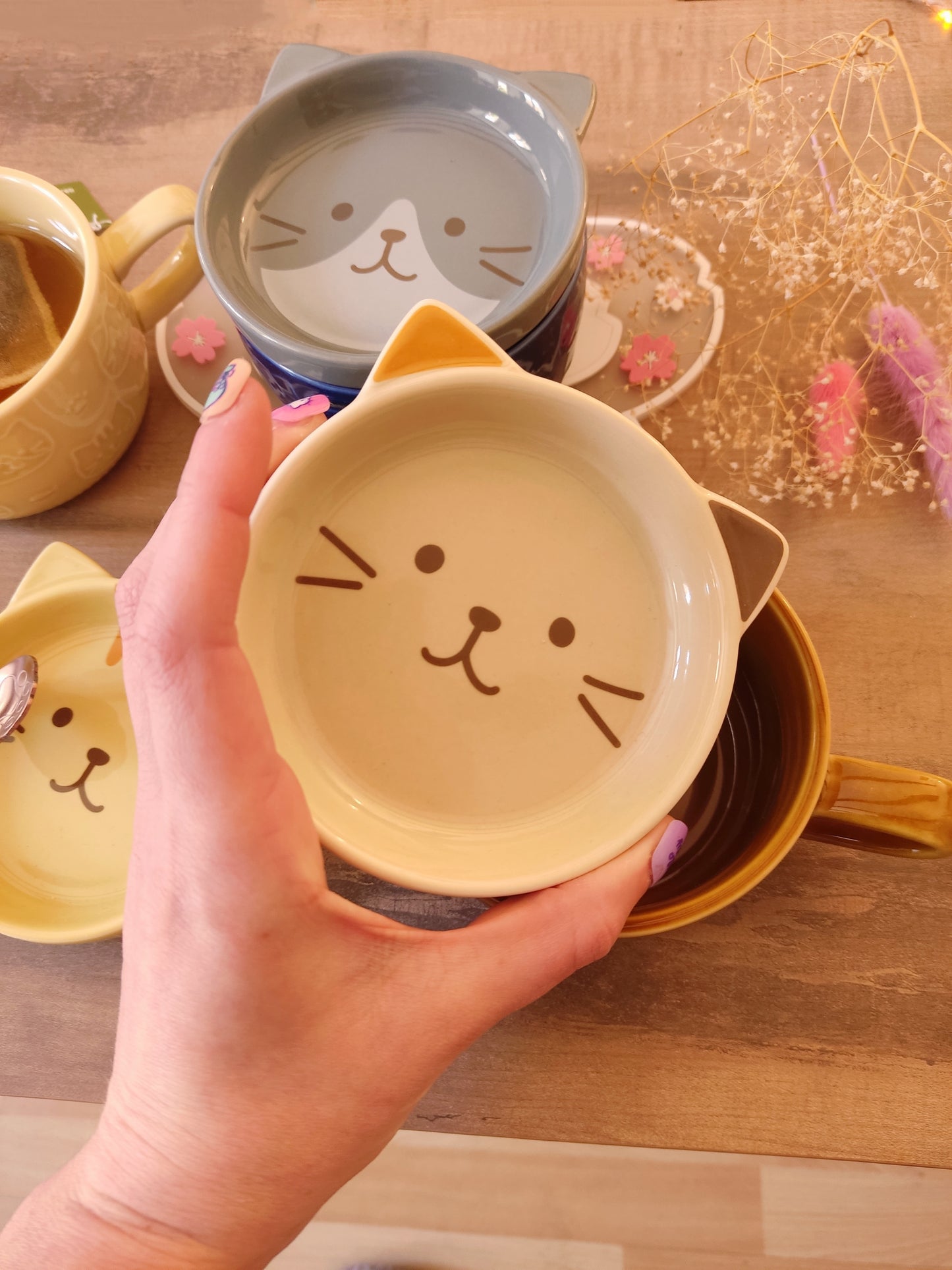 Tasse et couvercle Chat Calico | Porcelaine | 220ml
