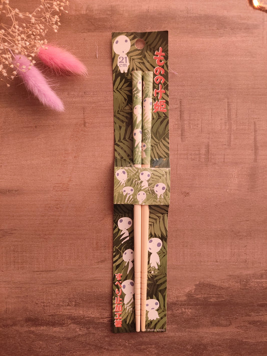 Baguettes Kodama Esprits de la Forêt | Princesse Mononoke | Baguettes de Repas Japonaises | Cadeau Studio Ghibli