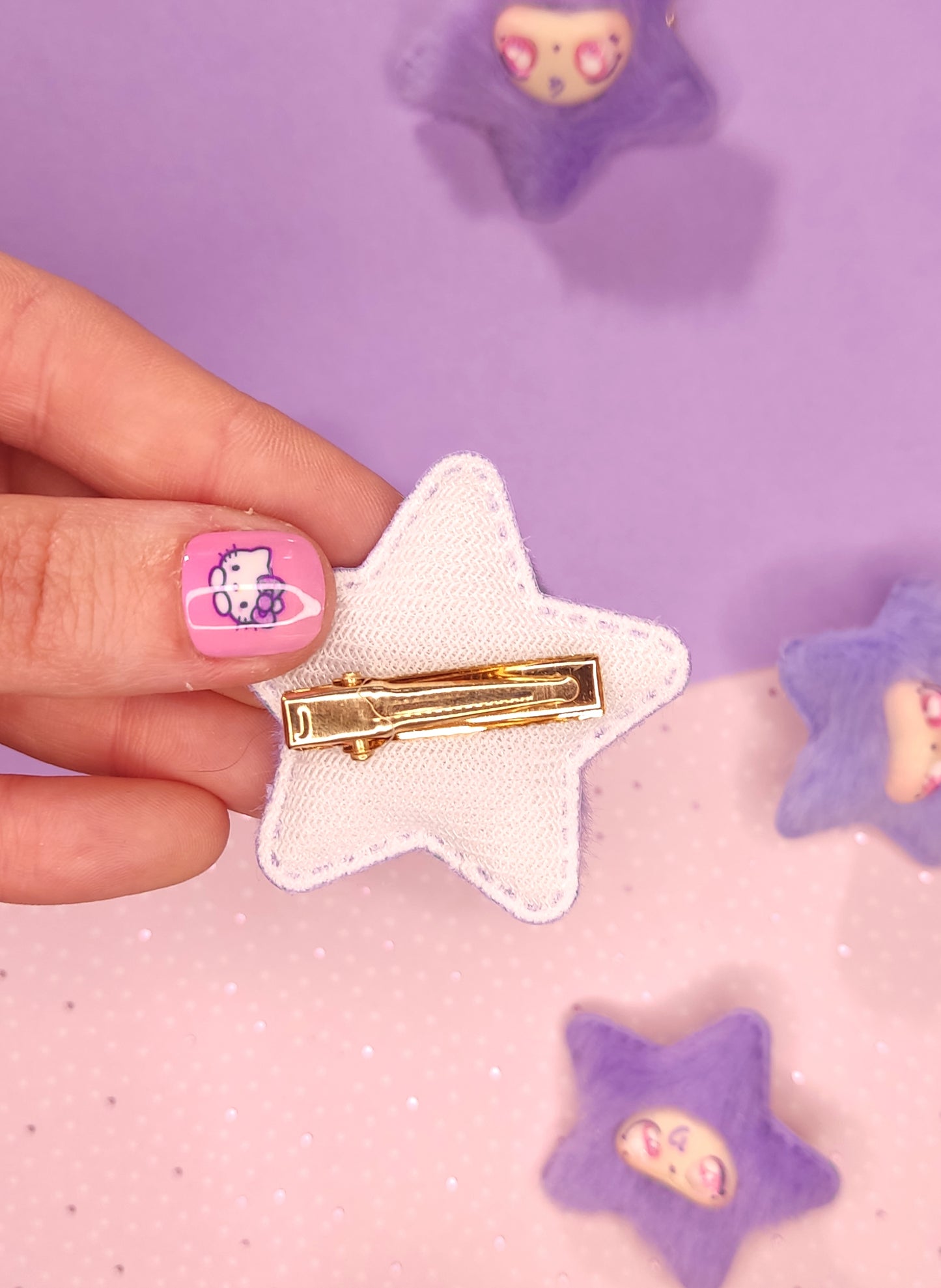 Barrette Flouffy Étoile Violette Kawaii | Accessoire Cheveux Mignon & Original