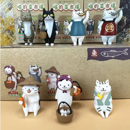 Blind Boxes Figurines Chats Marchands - Collection Mystère Neko Shop Kawaii - Petites Figurines Japonaises