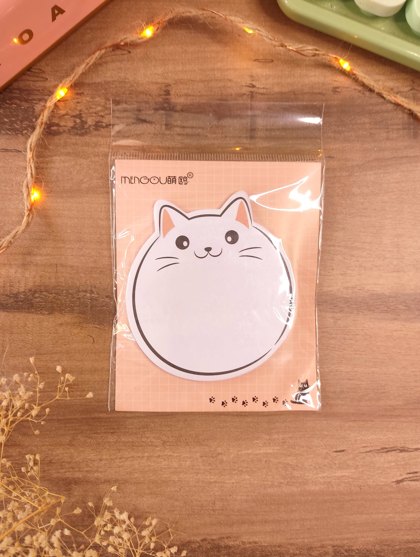 Bloc-Notes Adhésif Chat Rond | Post-it Mignon Kawaii | Mémo Original pour Bureau & École