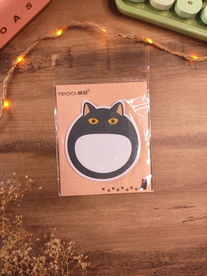 Bloc-Notes Adhésif Chat Rond | Post-it Mignon Kawaii | Mémo Original pour Bureau & École