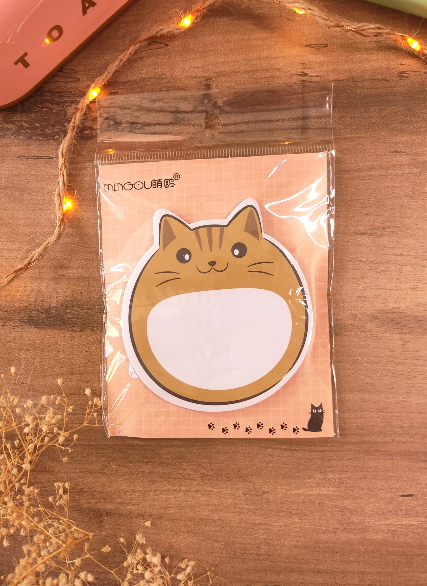 Bloc-Notes Adhésif Chat Rond | Post-it Mignon Kawaii | Mémo Original pour Bureau & École