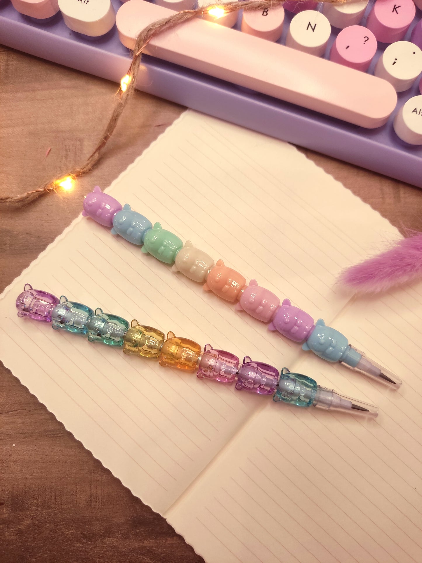 Crayon Hamsters Empilables | Multicolore | Crayons de Papier Originaux & Kawaii | Accessoire Bureau Enfant & Adulte