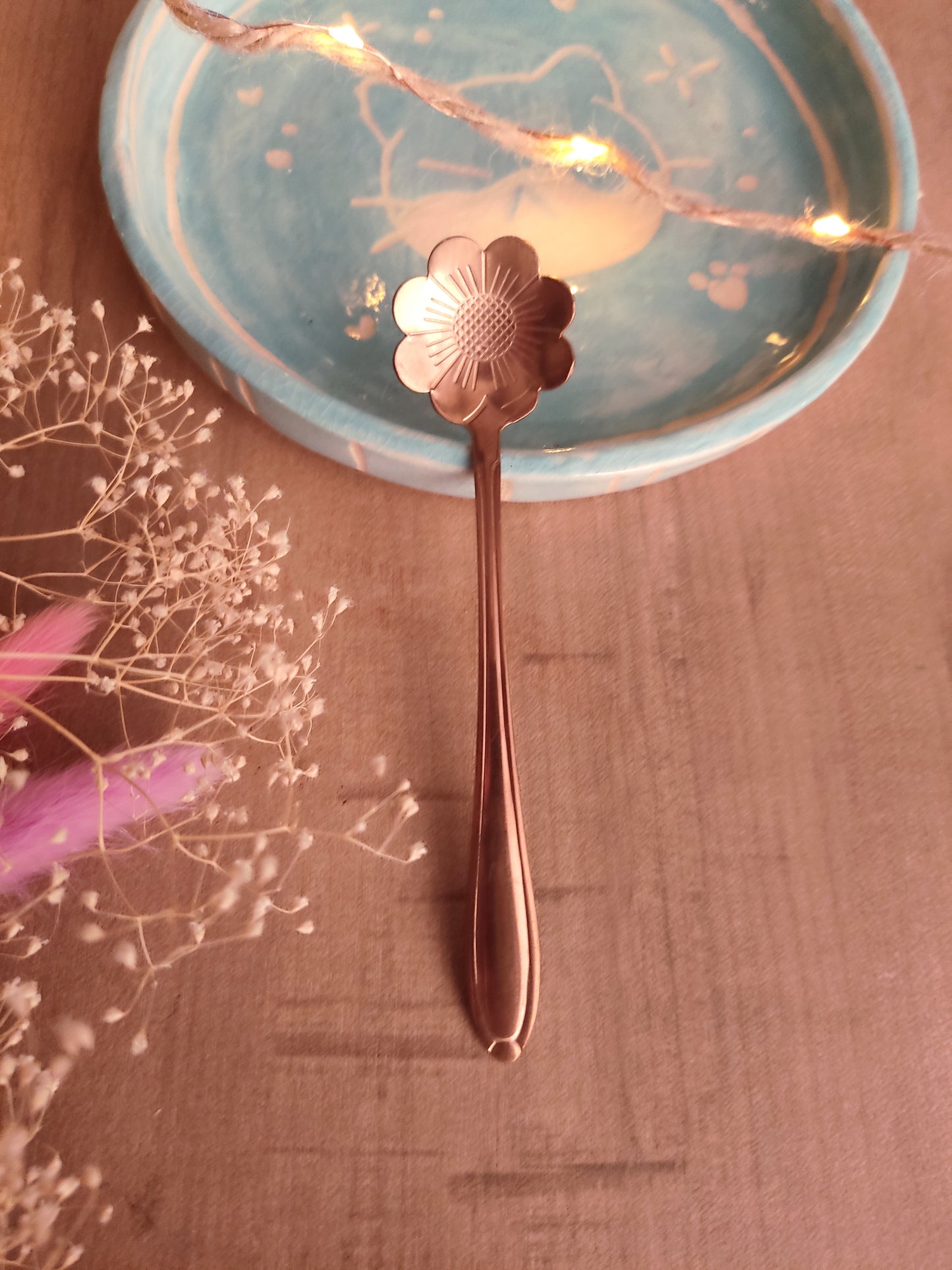 Cuillère en Forme de Fleur | Rose dorée | Acier Inoxydable