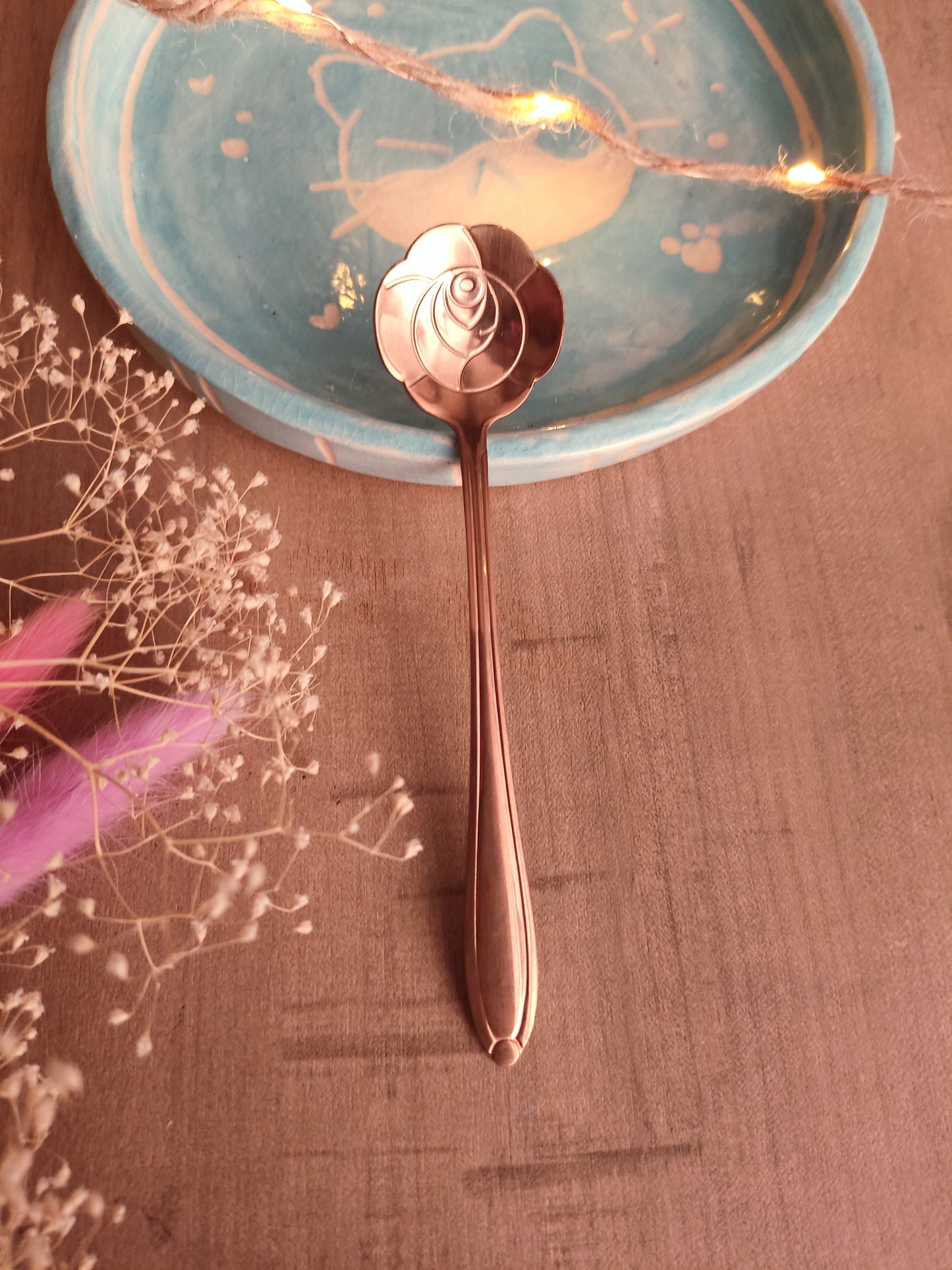 Cuillère en Forme de Fleur | Rose dorée | Acier Inoxydable