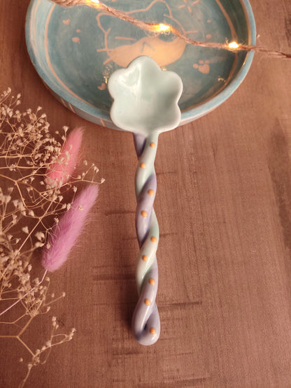 Cuillère en forme de Fleur en Céramique | Pastel | Design Floral Kawaii