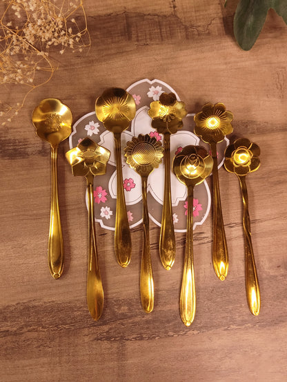Cuillère en Forme de Fleur | Dorée | Acier Inoxydable