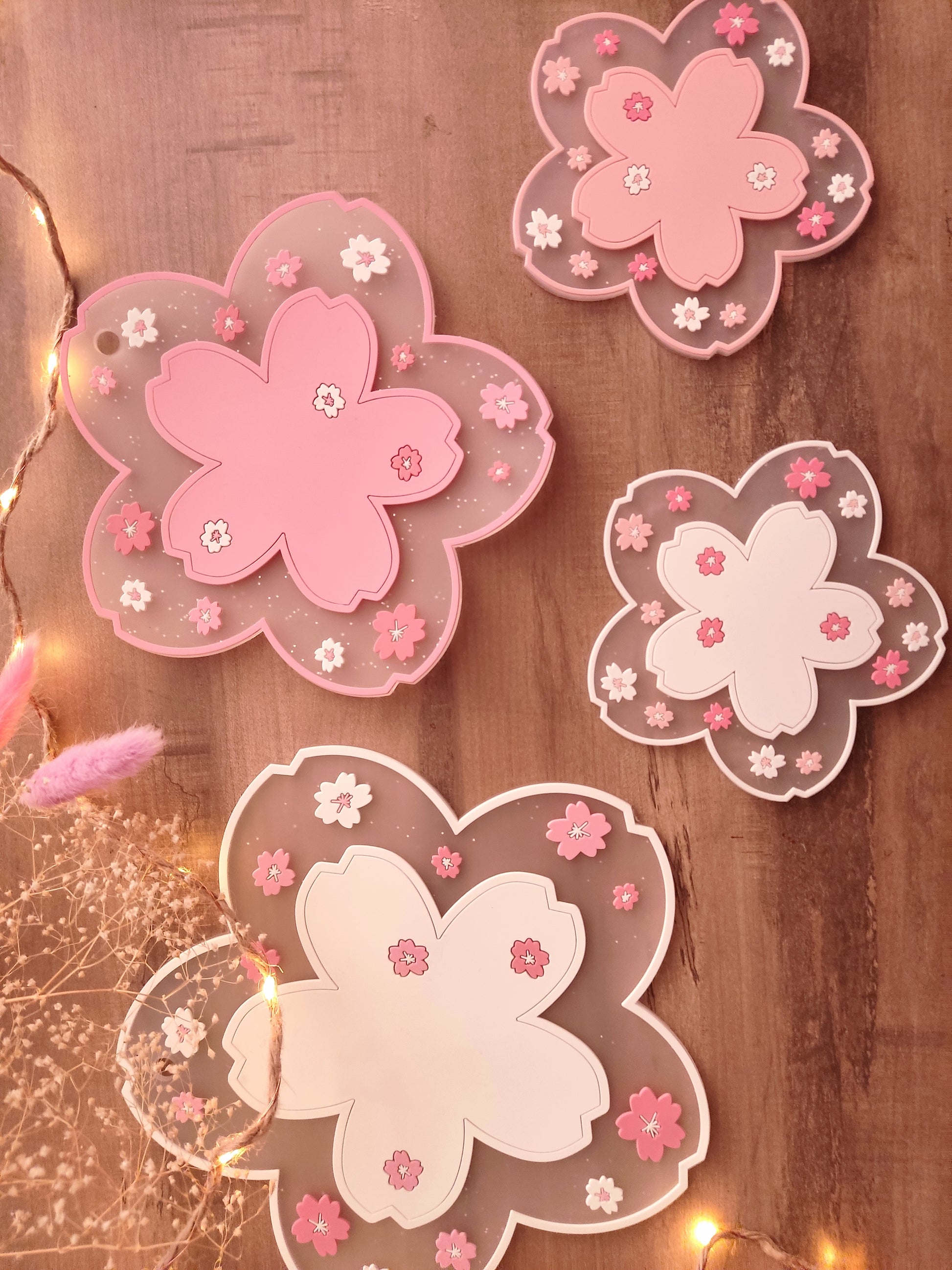 Dessous de verre Sakura -  motif fleurs de cerisier japonaises, style pastel, kawaii et anti-dérapant