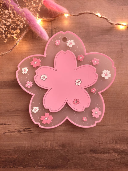 Dessous de verre Sakura -  motif fleurs de cerisier japonaises, style pastel, kawaii et anti-dérapant