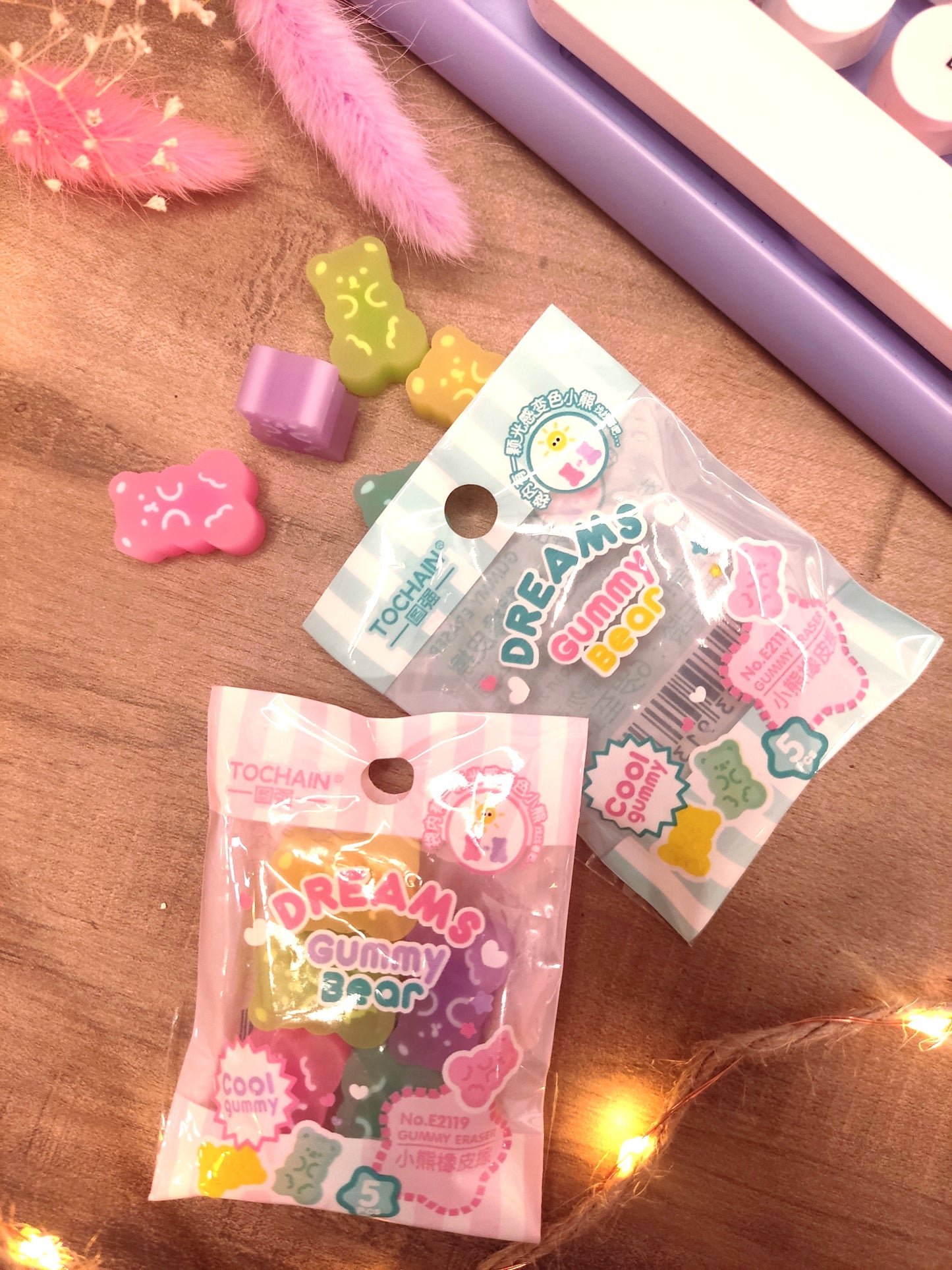 Gommes | Sachet de bonbon de 5 Gommes Oursons | Sachet Bonbon Kawaii | Accessoire Bureau Original & Mignon