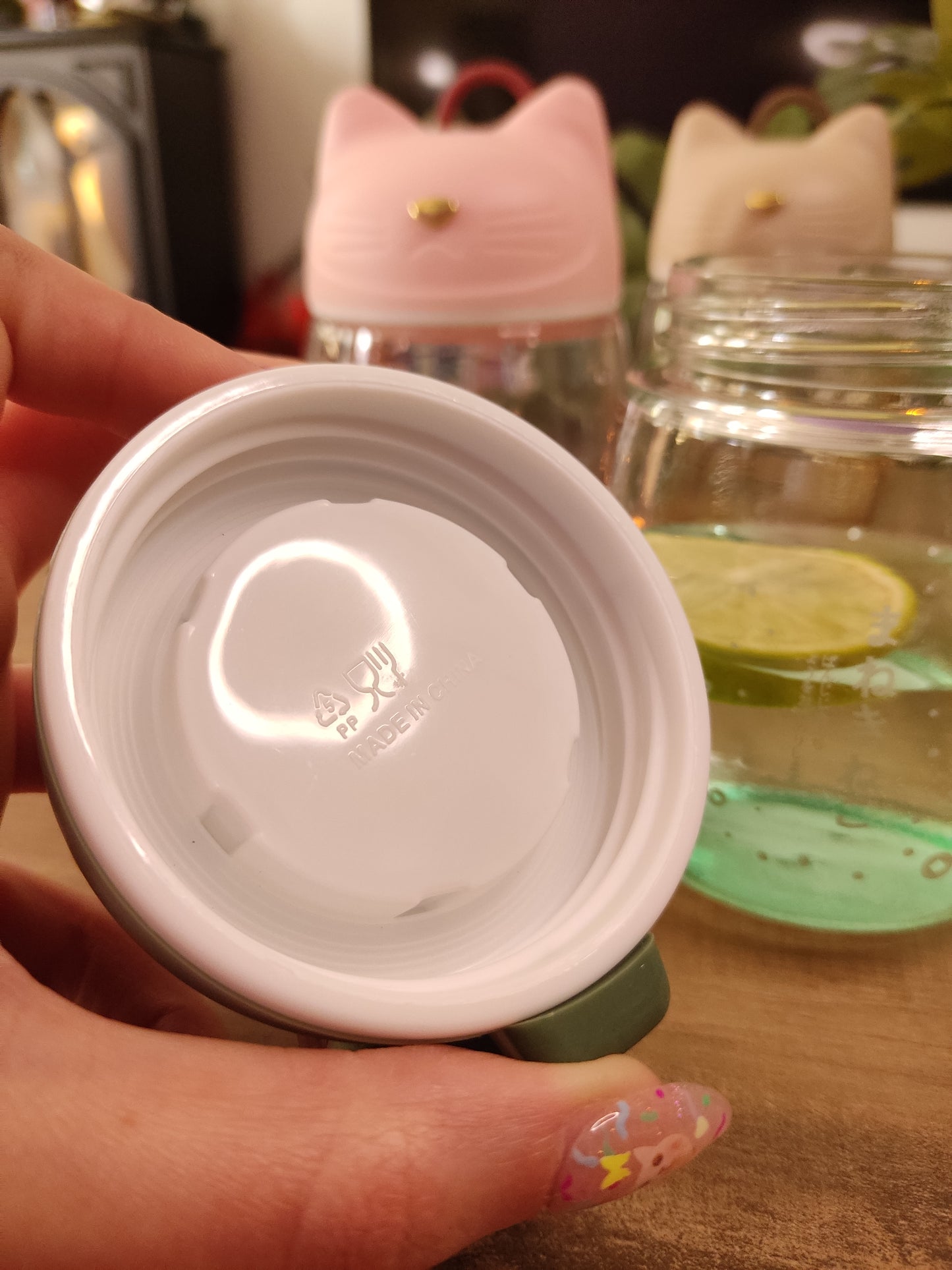 Gourde en Verre Chat Kawaii | Rose | 33cl | Bouchon Tête de Chat | Bouteille d'Eau Mignonne & Originale