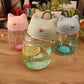 Gourde en Verre Chat Kawaii | Rose | 33cl | Bouchon Tête de Chat | Bouteille d'Eau Mignonne & Originale