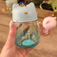 Gourde en Verre Chat Kawaii | Bleue | 33cl | Bouchon Tête de Chat | Bouteille d'Eau Mignonne & Originale