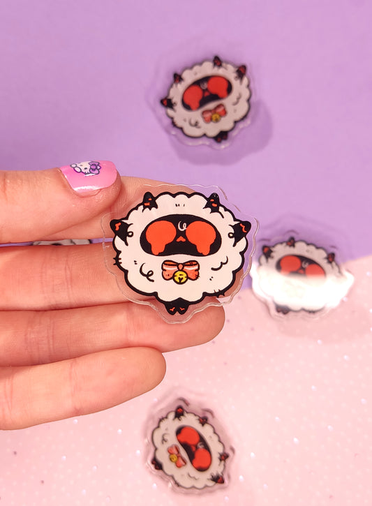 Pin's Acrylique Flouffy Cursed - Doppelgänger Maudit | Trinket Gothique & Effrayant | Création Originale Ada Stationery