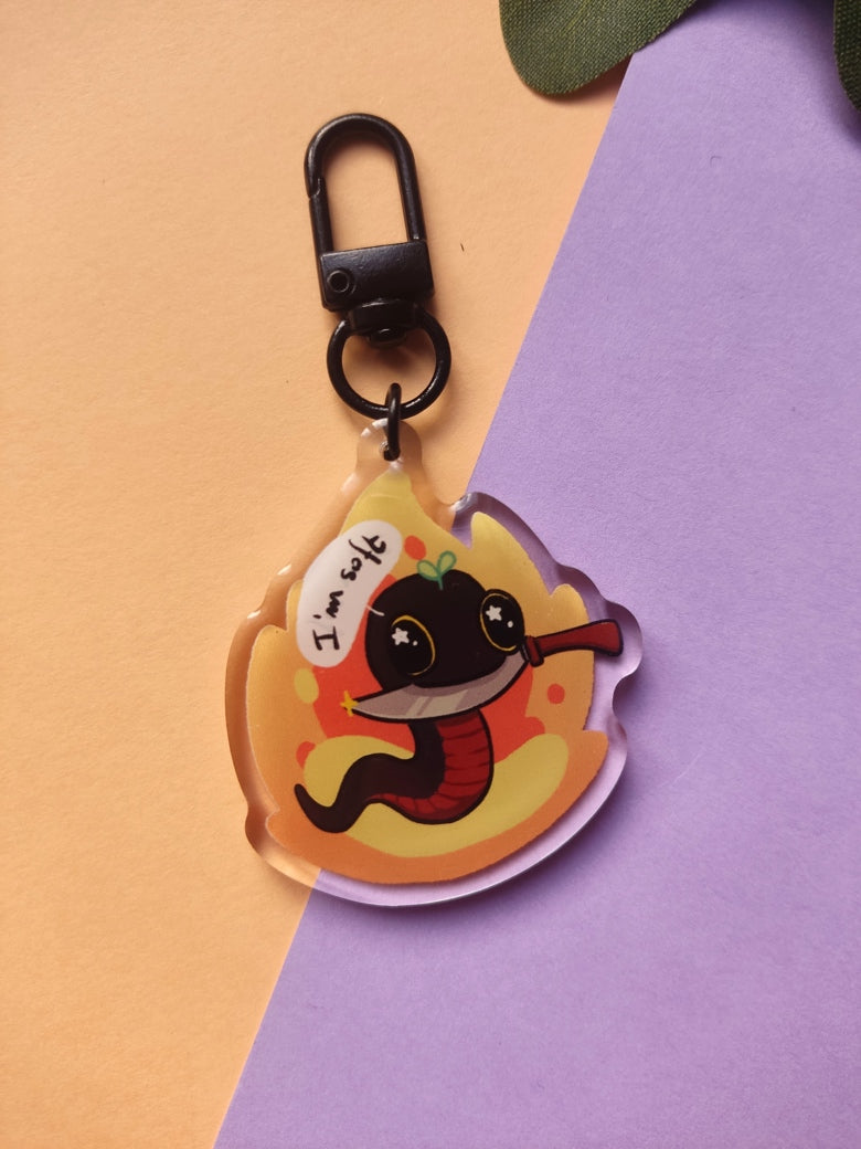 Porte-Clé Crowley Good Omens "I'm Soft" | Serpent Acrylique Mignon | Création Originale pour Fans