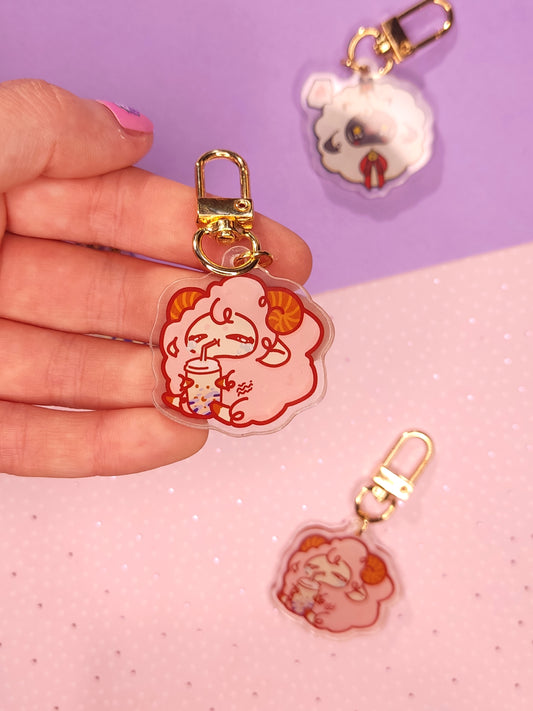 Porte-clés Acrylique Flouffy Rose Bubble Tea Kawaii | Ada Stationery | Accessoire Mignon Original