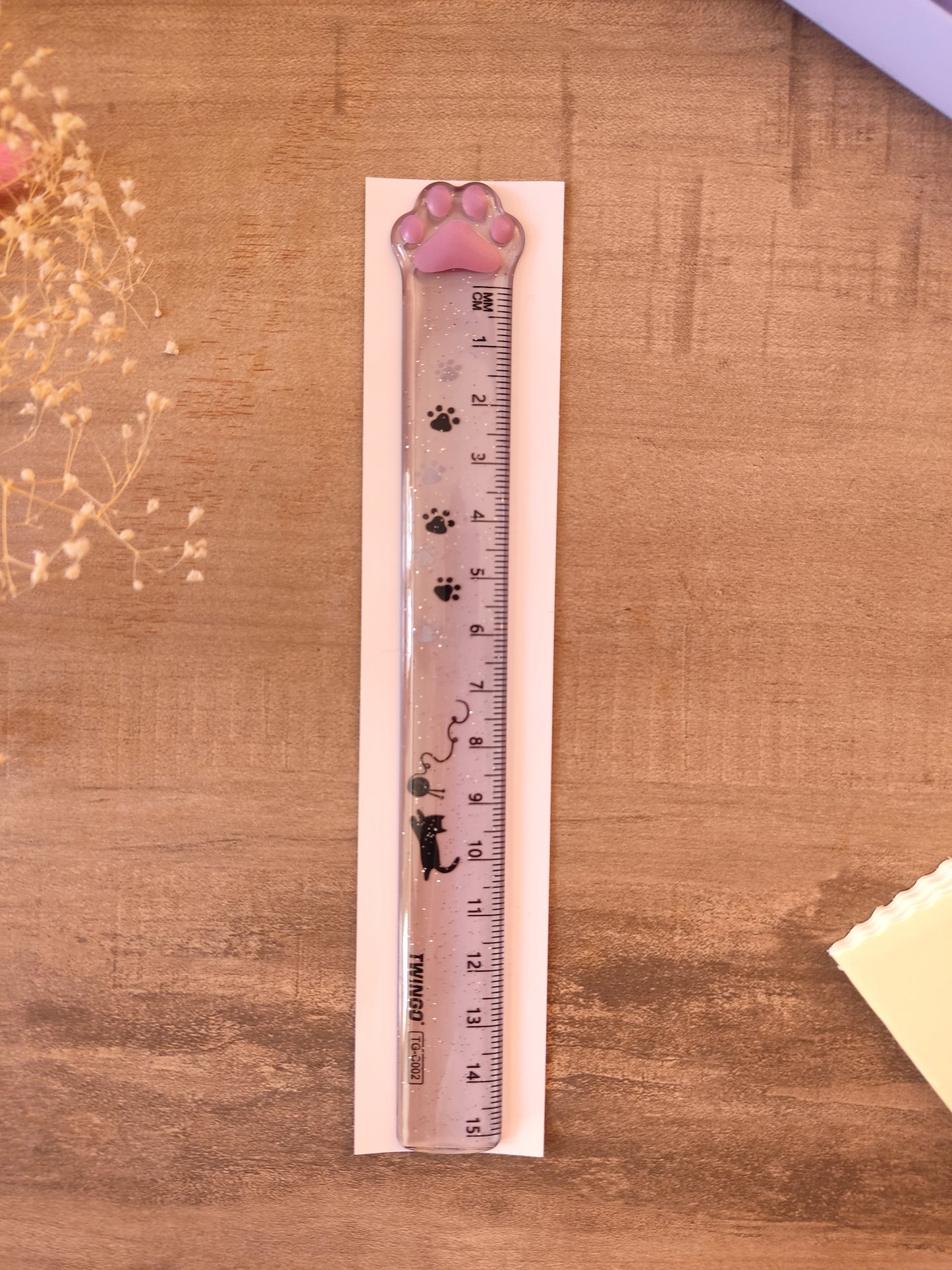 Règle Patte de Chat Transparente | Paillettes | Fourniture de Bureau Kawaii & Mignonne