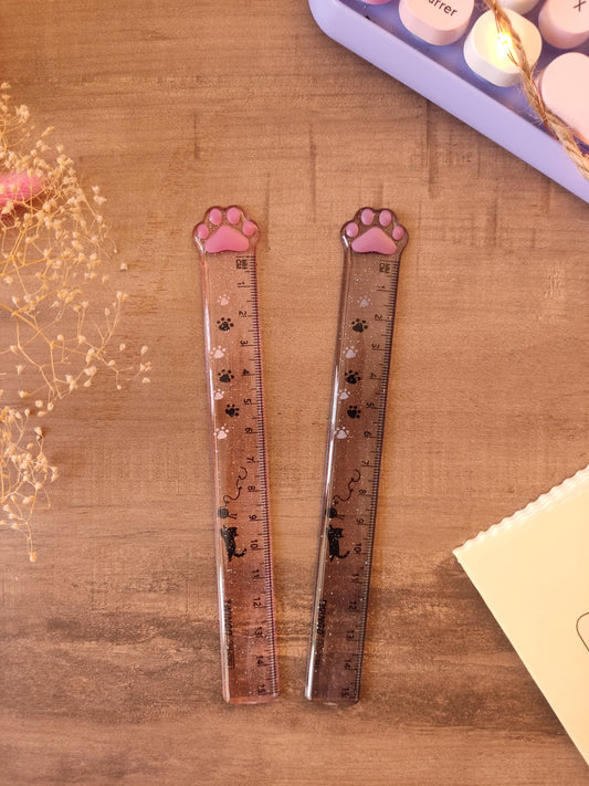 Règle Patte de Chat Transparente | Paillettes | Fourniture de Bureau Kawaii & Mignonne