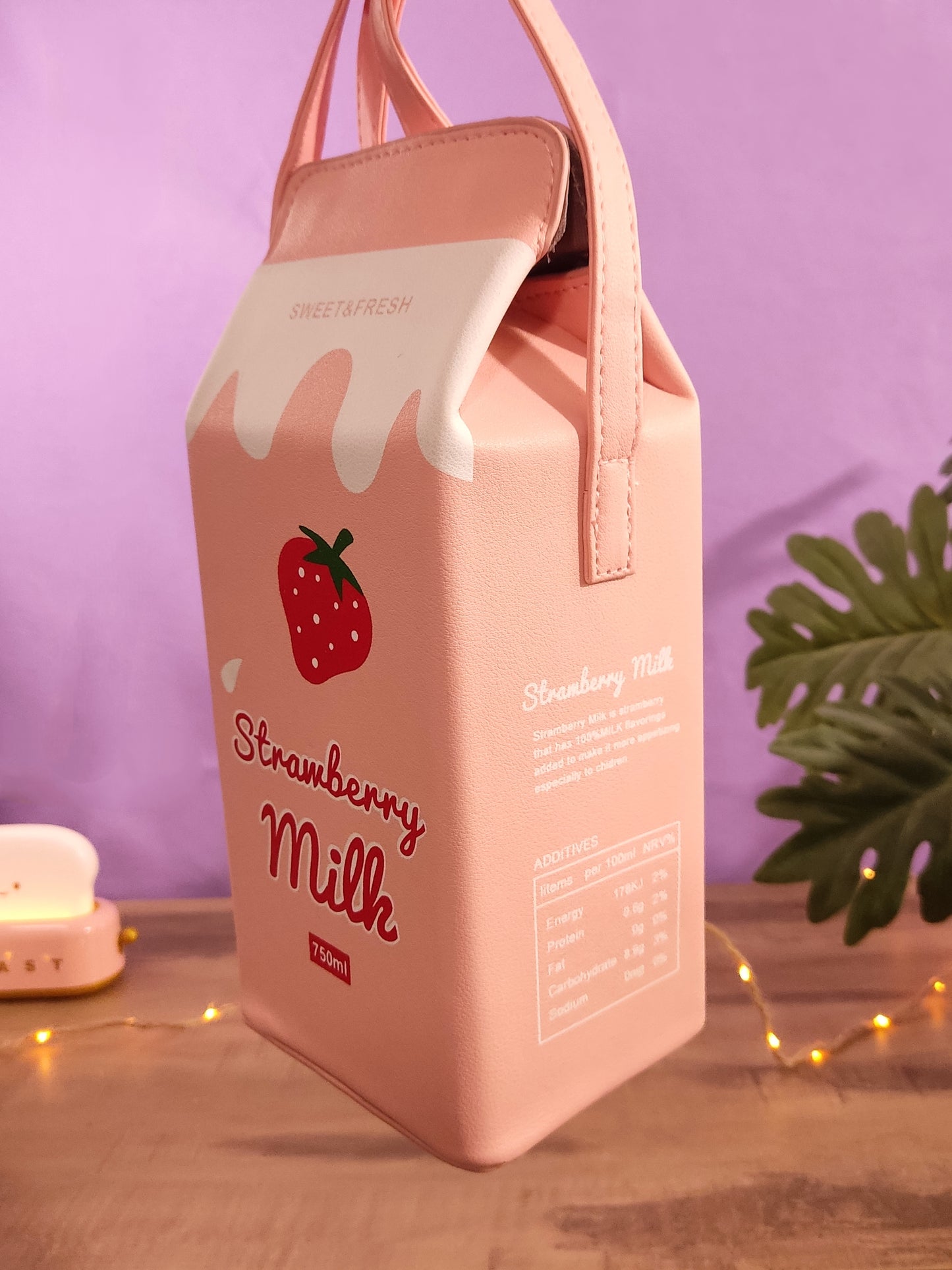 Sac Brique de Lait Fraise Kawaii | Sac à Main Original Tendance