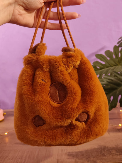 Sac Pochon Capybara Peluche Kawaii | Sac à Main Original Doux